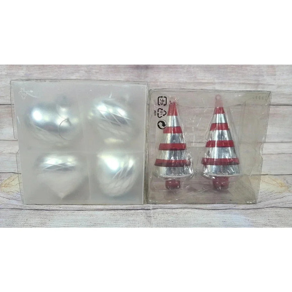 Ikea Ornaments Lot Of 2 Boxes Snovita Julen Silver Red - Picture 1 of 4